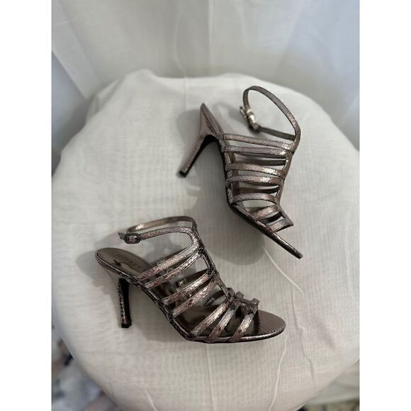 Silver snakeskin heels size 7 - Picture 1 of 5